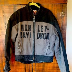 Harley Davidson canvas jacket with mesh lining and leather trim